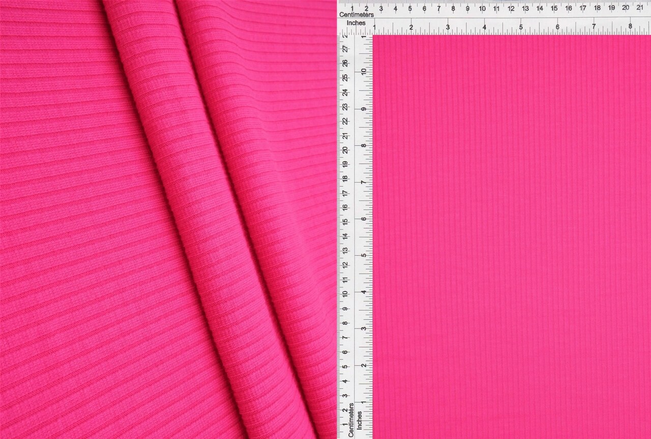 1 Yard 4x2 Rib Solid Knit Fabric Soft Polyester Rayon Spandex Blend, 52/54″ Wide